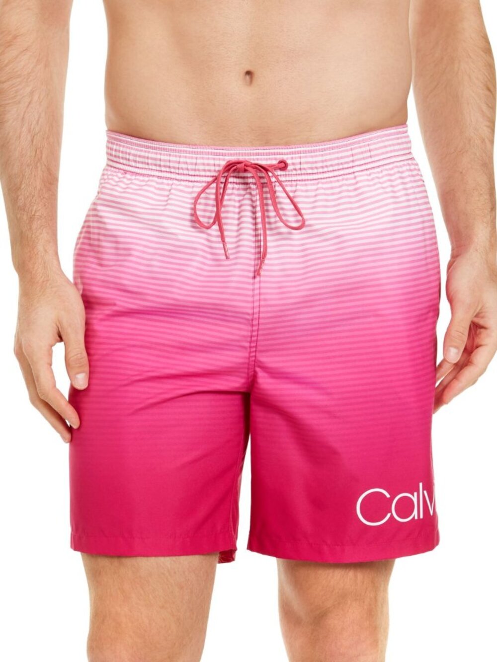 Calvin Klein Mens Quick Dry Uv 50 Plus Ombre Stripe 7Inch Swim Trunks
